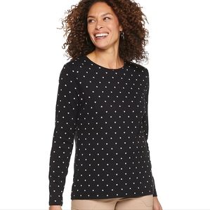 Croft & Barrow Long Sleeve Hearts Crewneck Tshirt